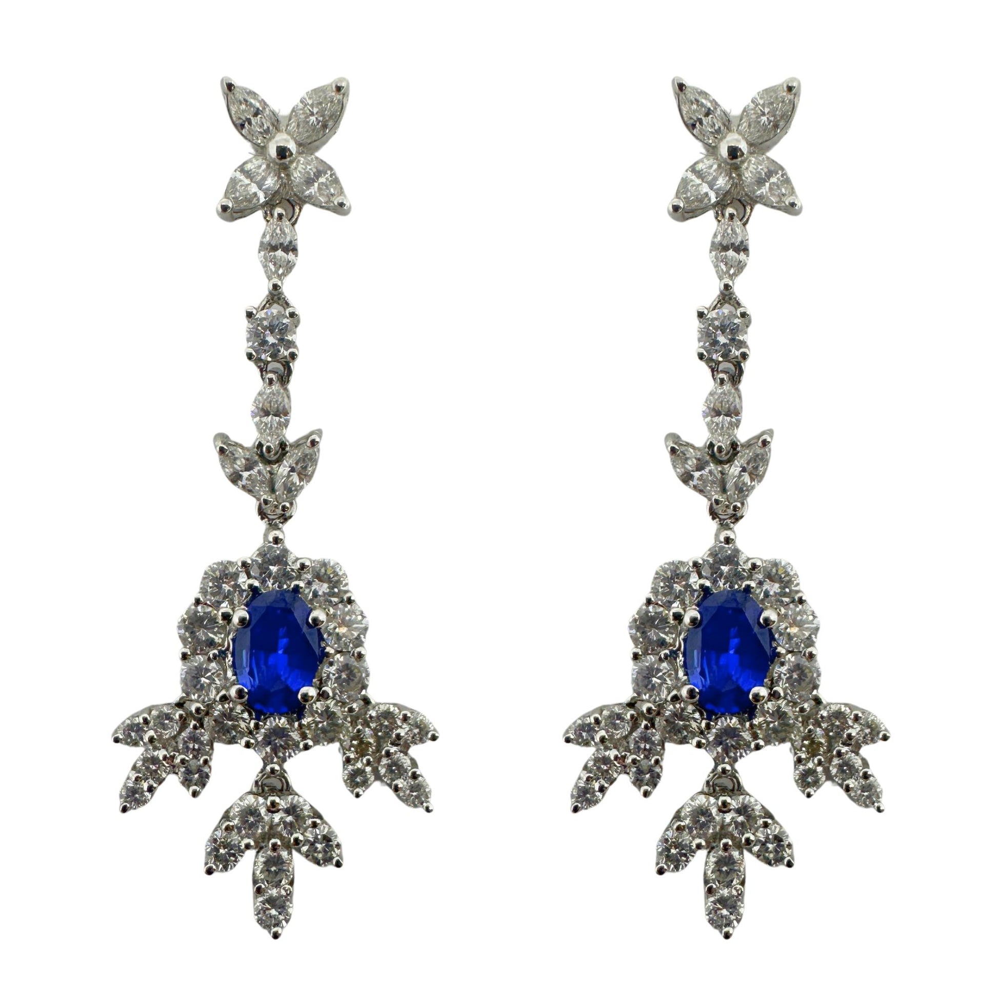 18k Diamond and Sapphire Earrings