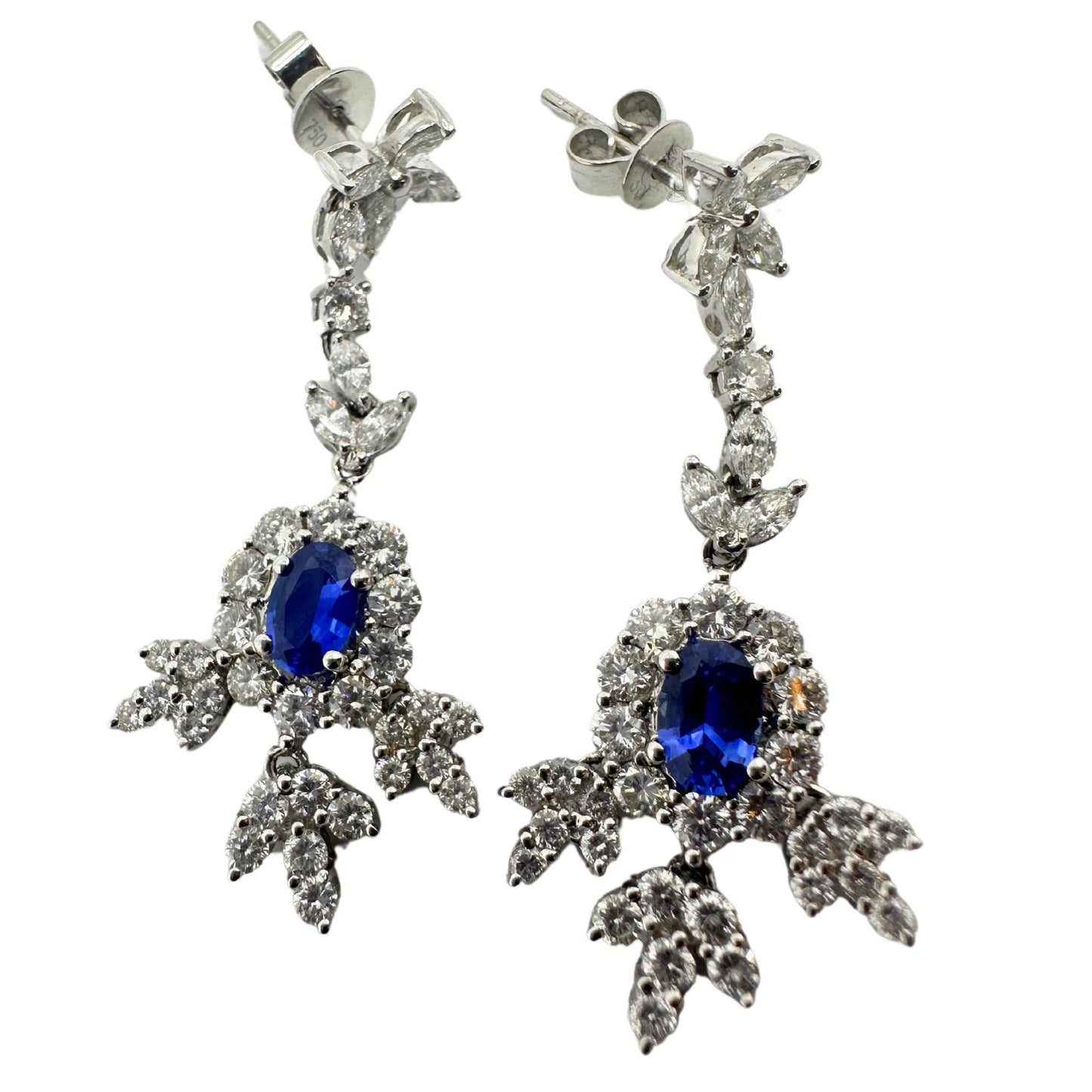 18k Diamond and Sapphire Earrings