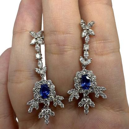 18k Diamond and Sapphire Earrings