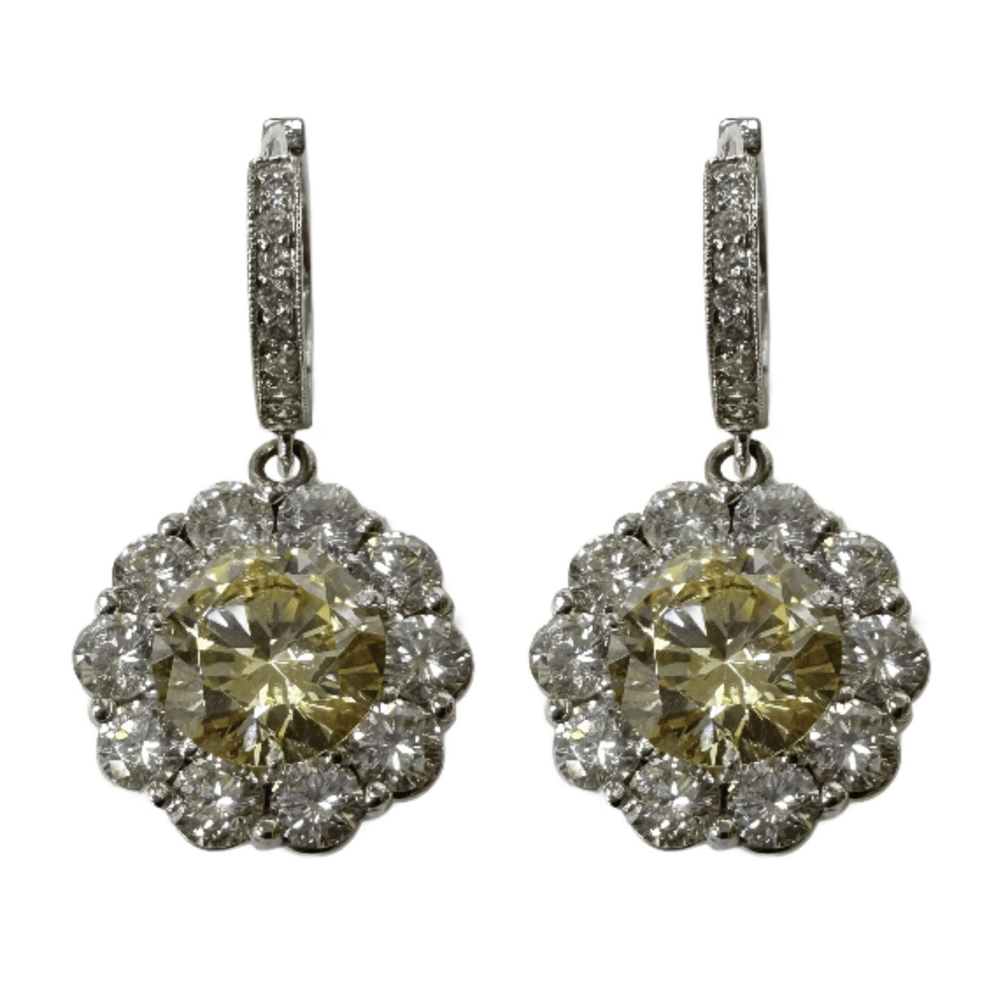 14k Beautiful White Diamond and Cubic Zirconia Center Earrings