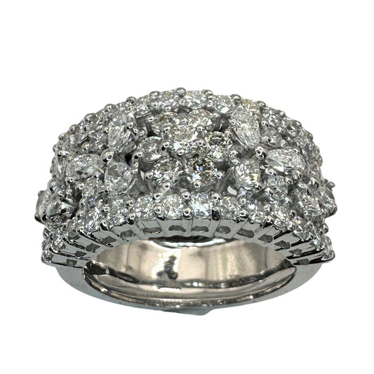 18k Diamond Wide Band Ring with Pear Shape Accents