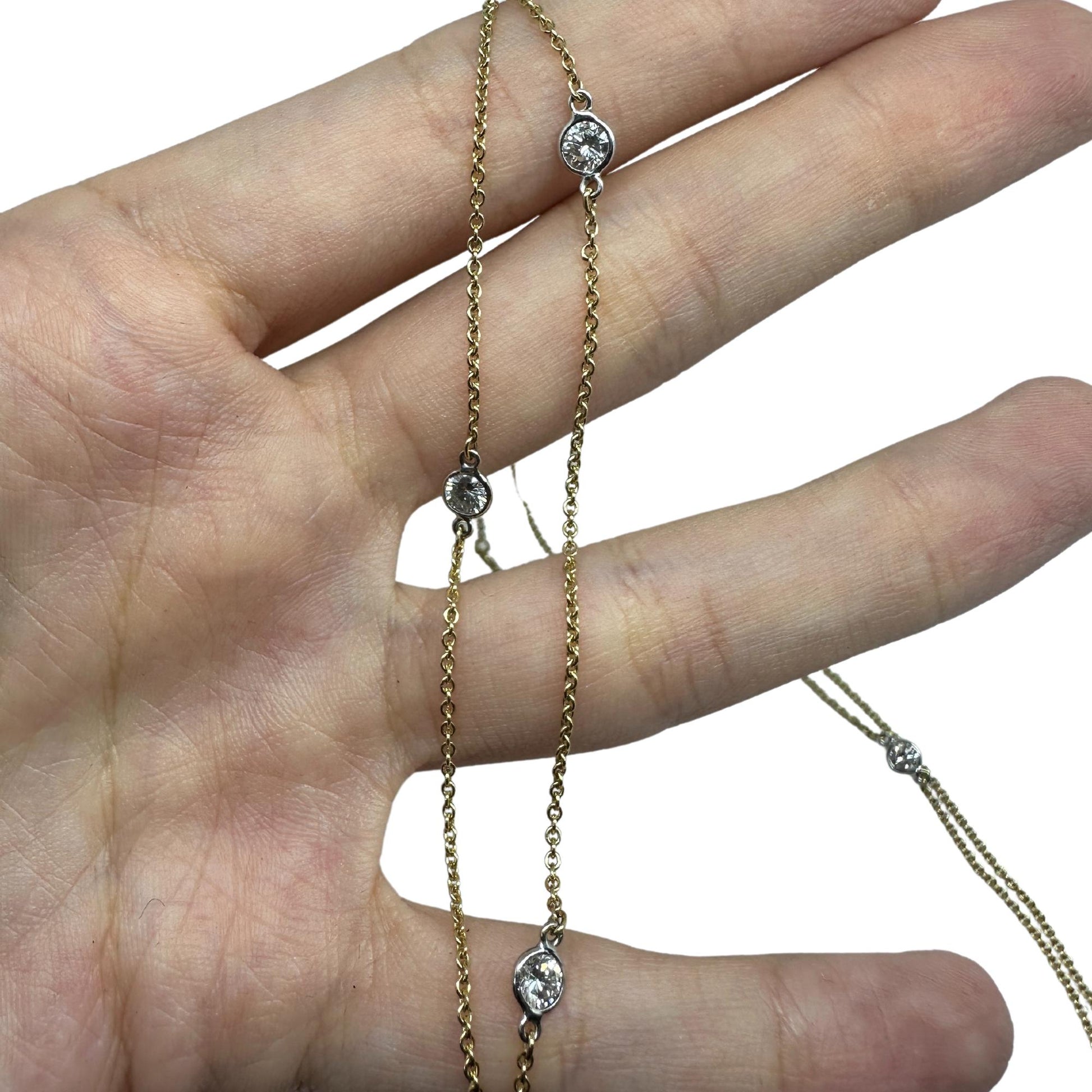 14k Diamond by the Yard Long Chain