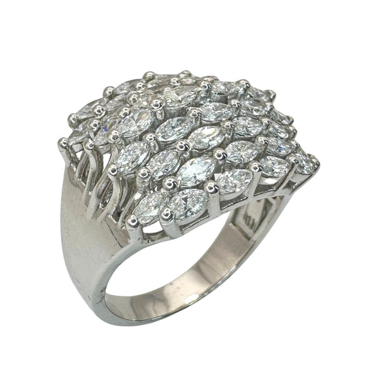 18k Marquise Cut Diamond Wide Band Ring