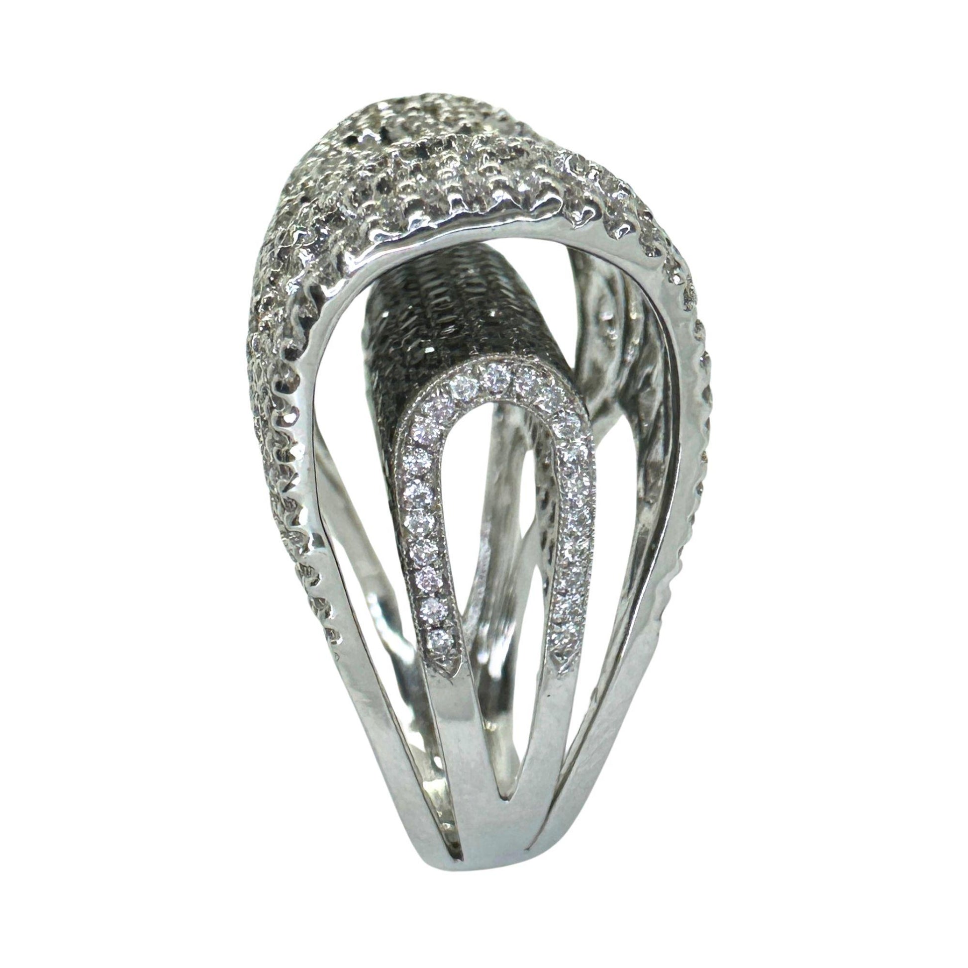 18K White Gold Black and White Diamond Cocktail Ring