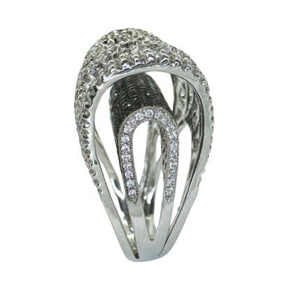 18K White Gold Black and White Diamond Cocktail Ring