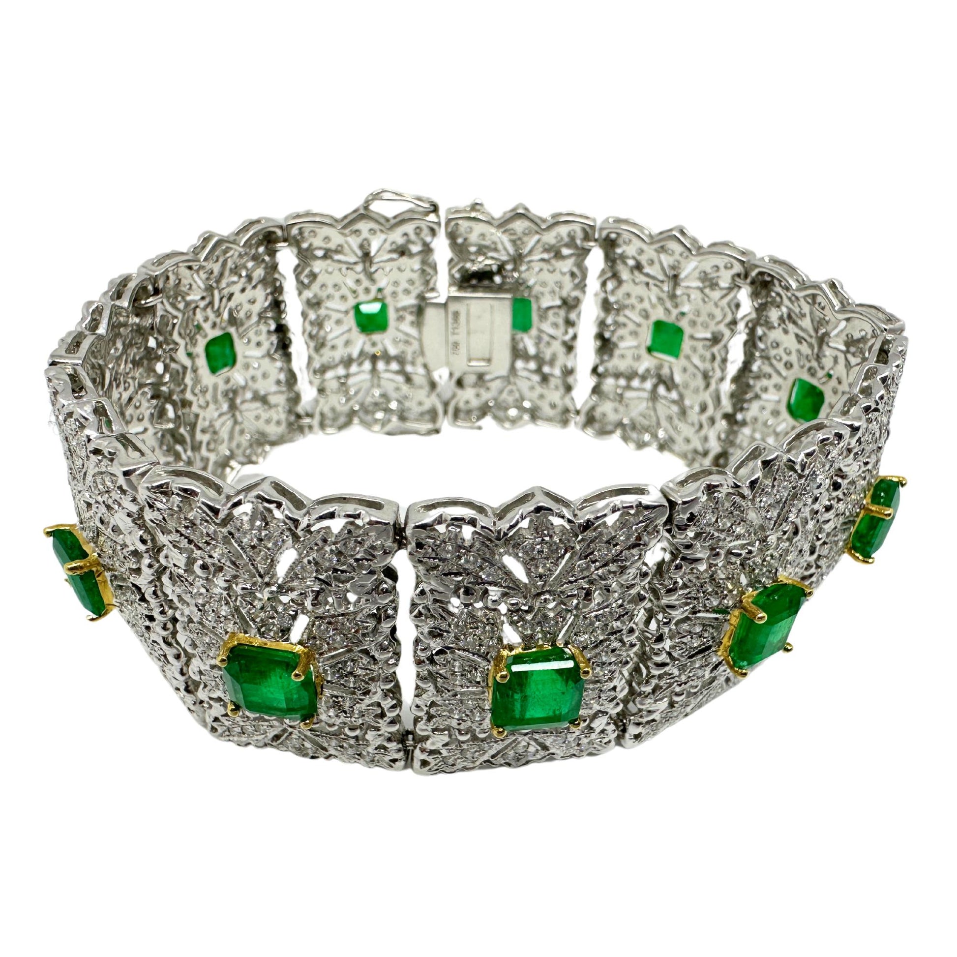 18K Diamond and Emerald Bracelet