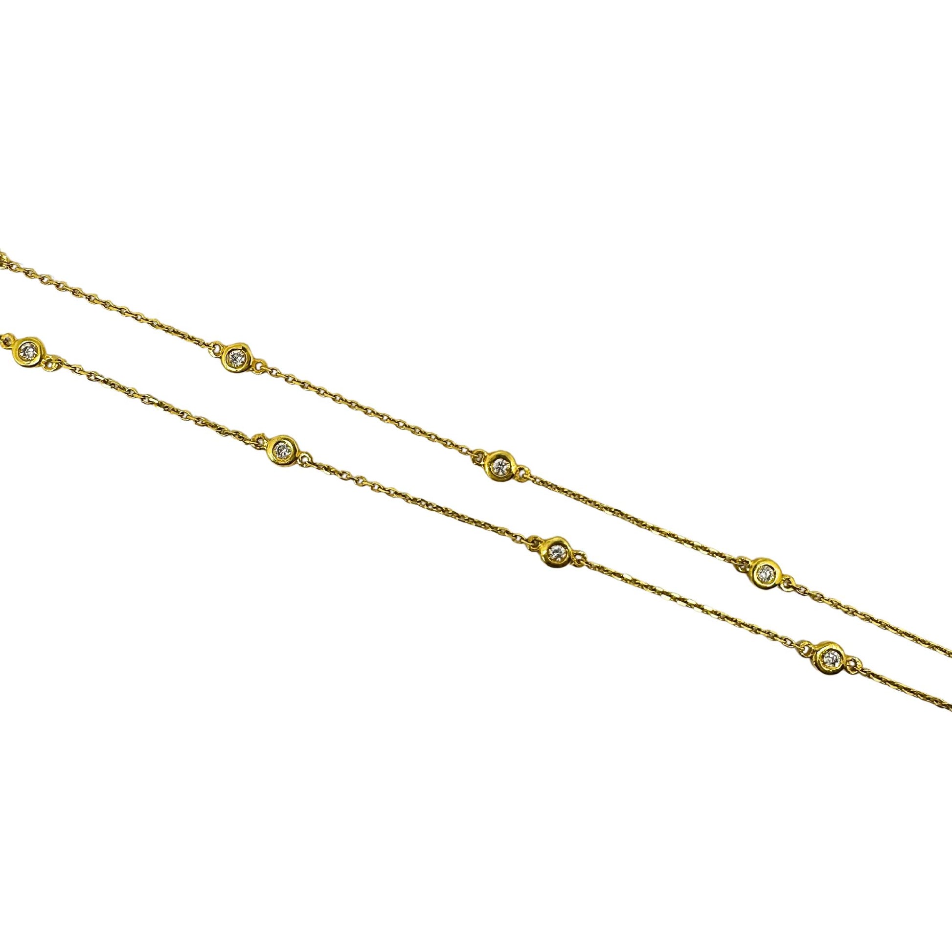 14K Yellow Gold Diamond By the Yard Chain Necklace - 18 inches