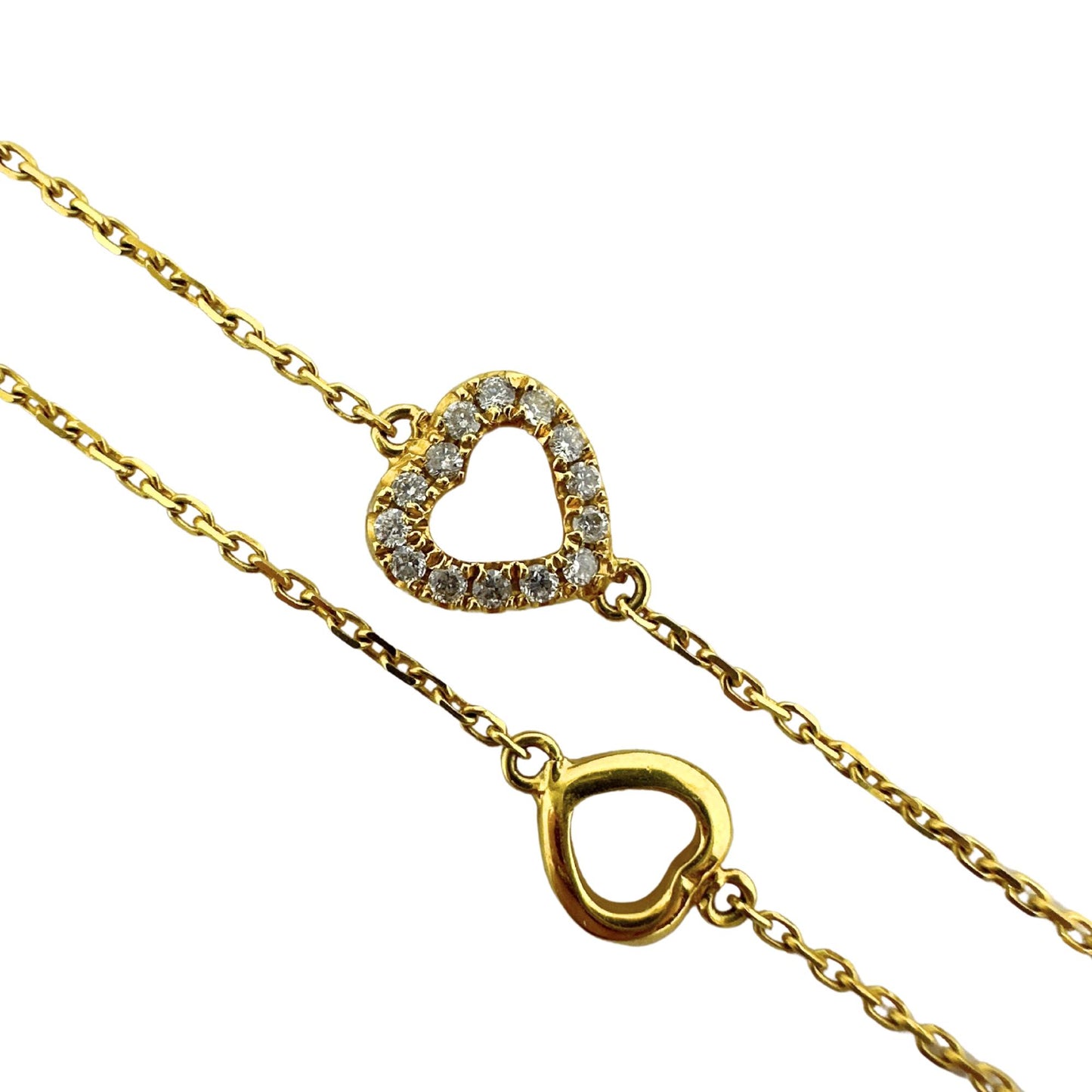 14K Yellow Gold Diamond By the Yard Chain Heart Necklace - 23 Inches