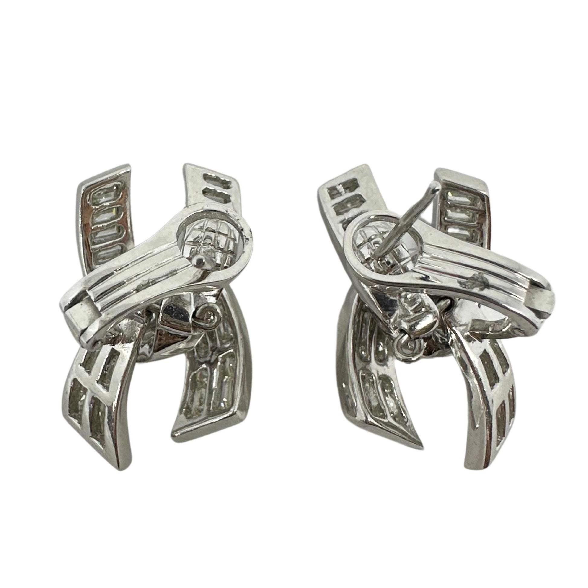 Platinum Baguette Cut Diamond Earrings