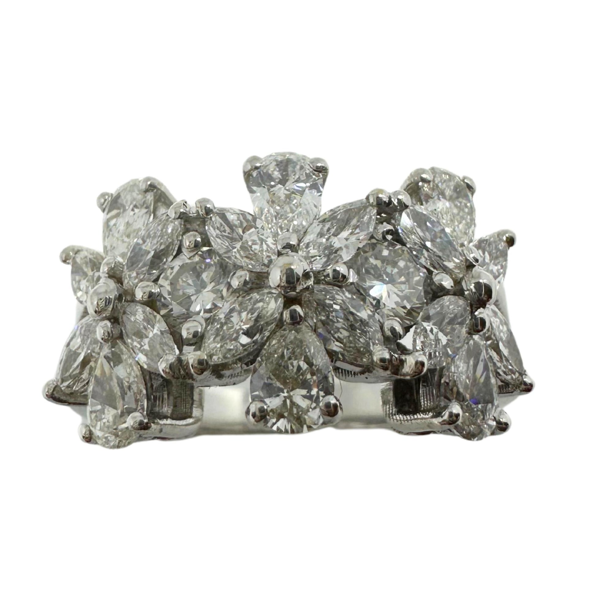 18K White Gold Marquise and Pear Cut Diamond Band Ring