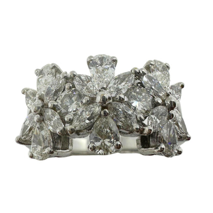 18K White Gold Marquise and Pear Cut Diamond Band Ring