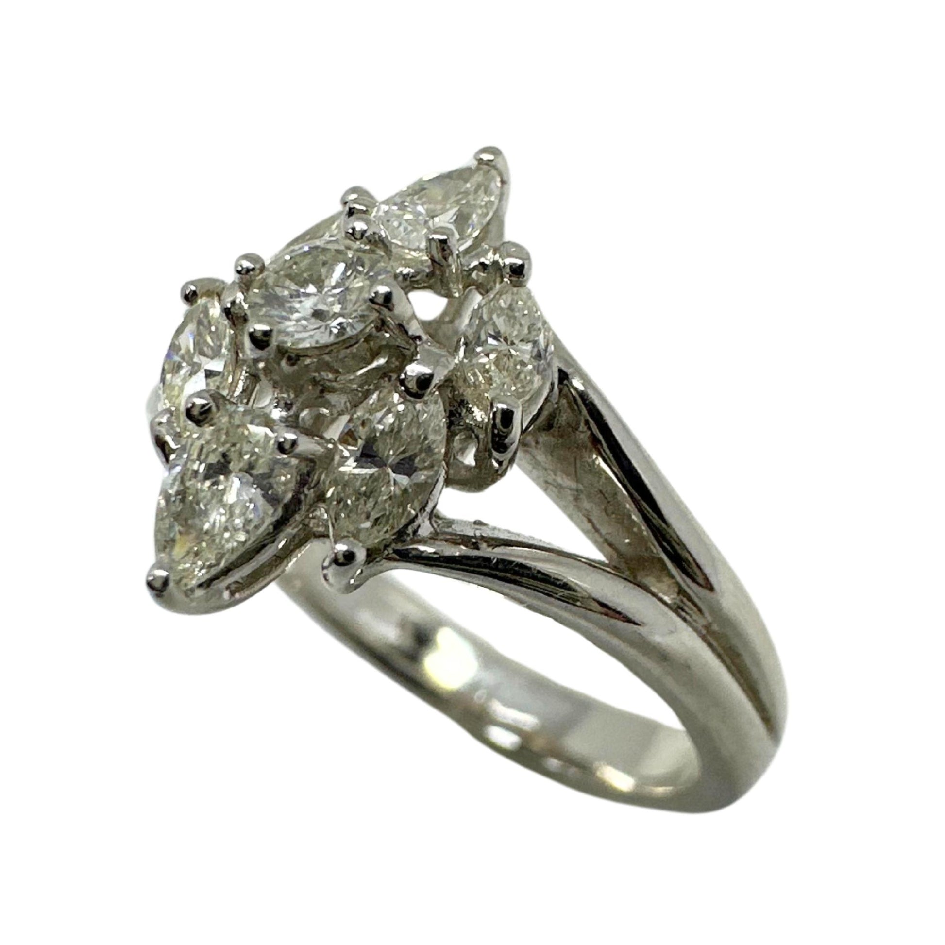 18K White Gold Marquise and Pear Cut Diamond Ring