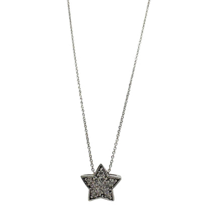 18K White Gold Diamond Star Pendant with 14K Chain