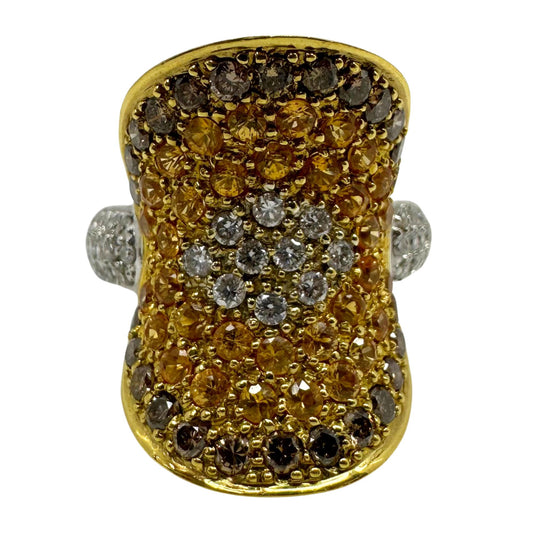 18K Two Tone MultiColor Diamond Cocktail Ring