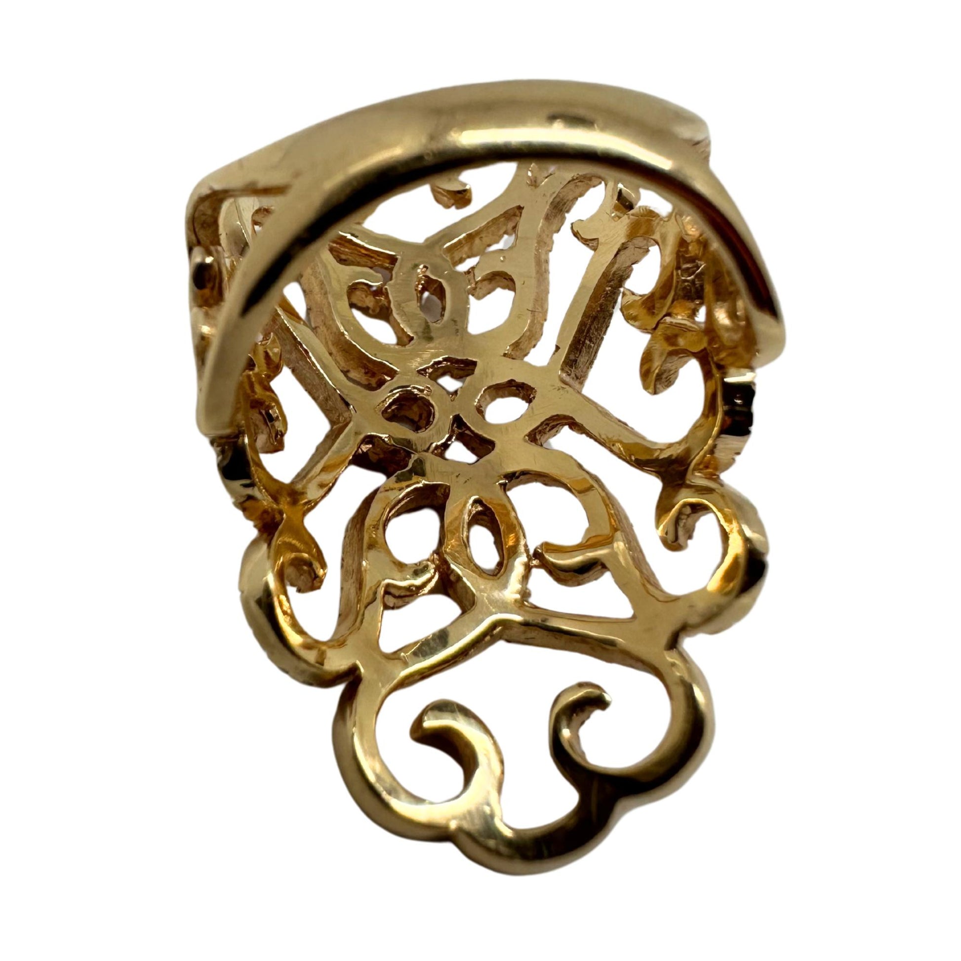 14K Yellow Gold Diamond Wide Band Ring