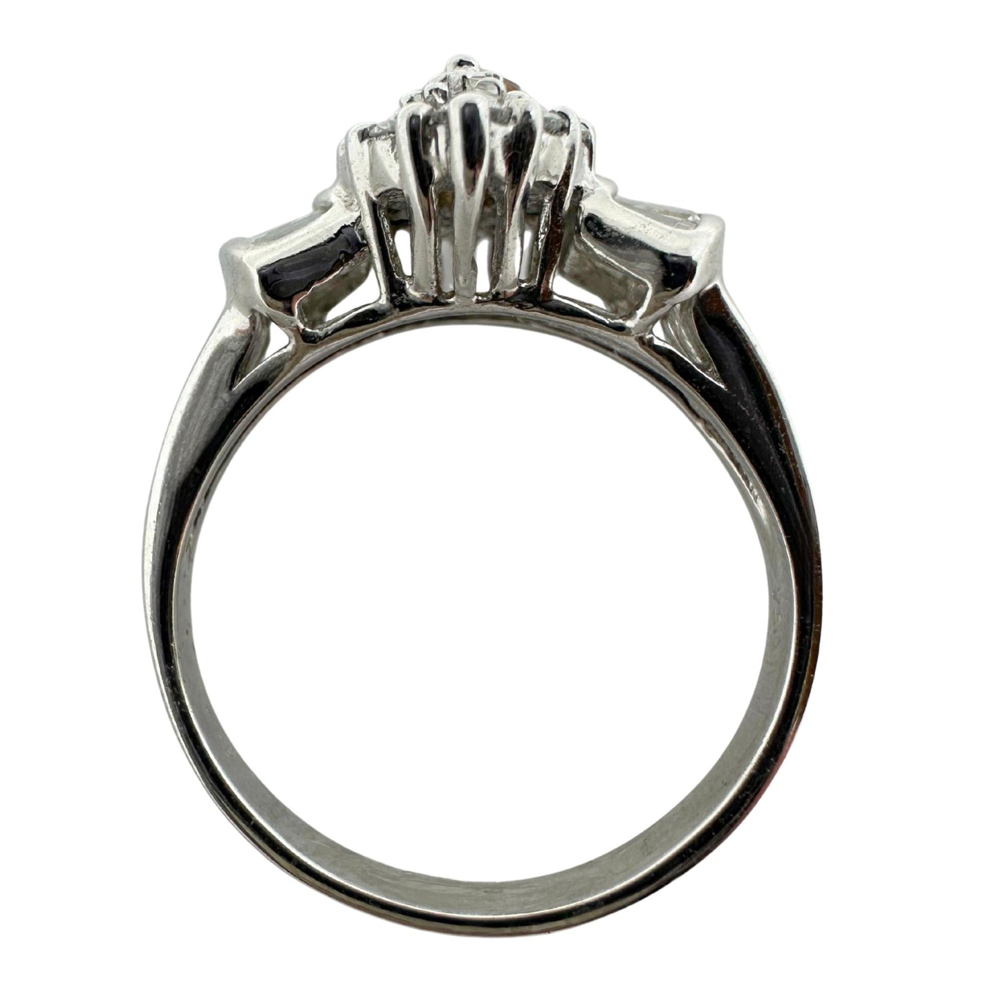 18K White Gold White and Yellow Diamond Navette Ring