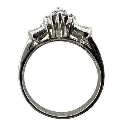 18K White Gold White and Yellow Diamond Navette Ring