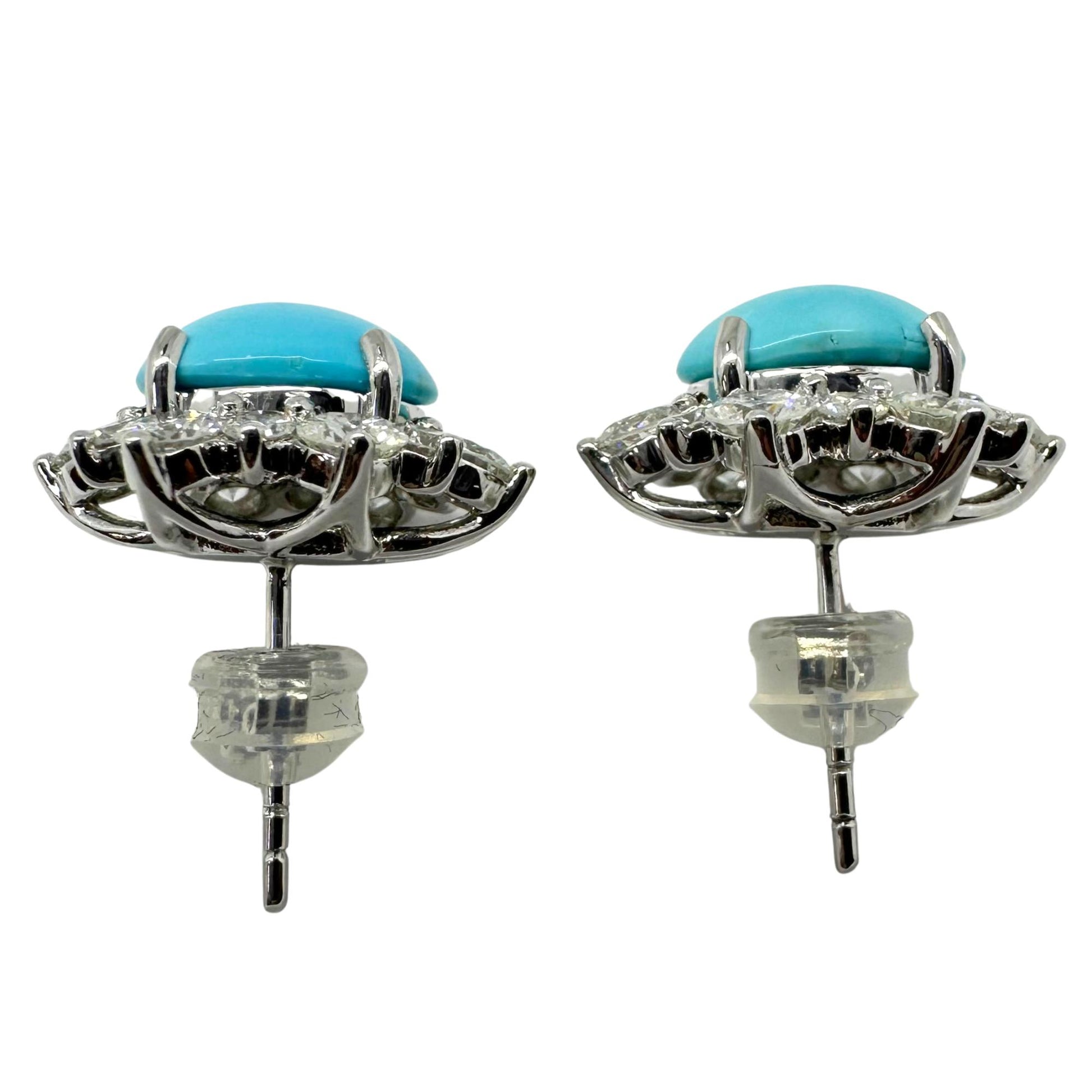 Platinum Turquoise and Diamond Earrings