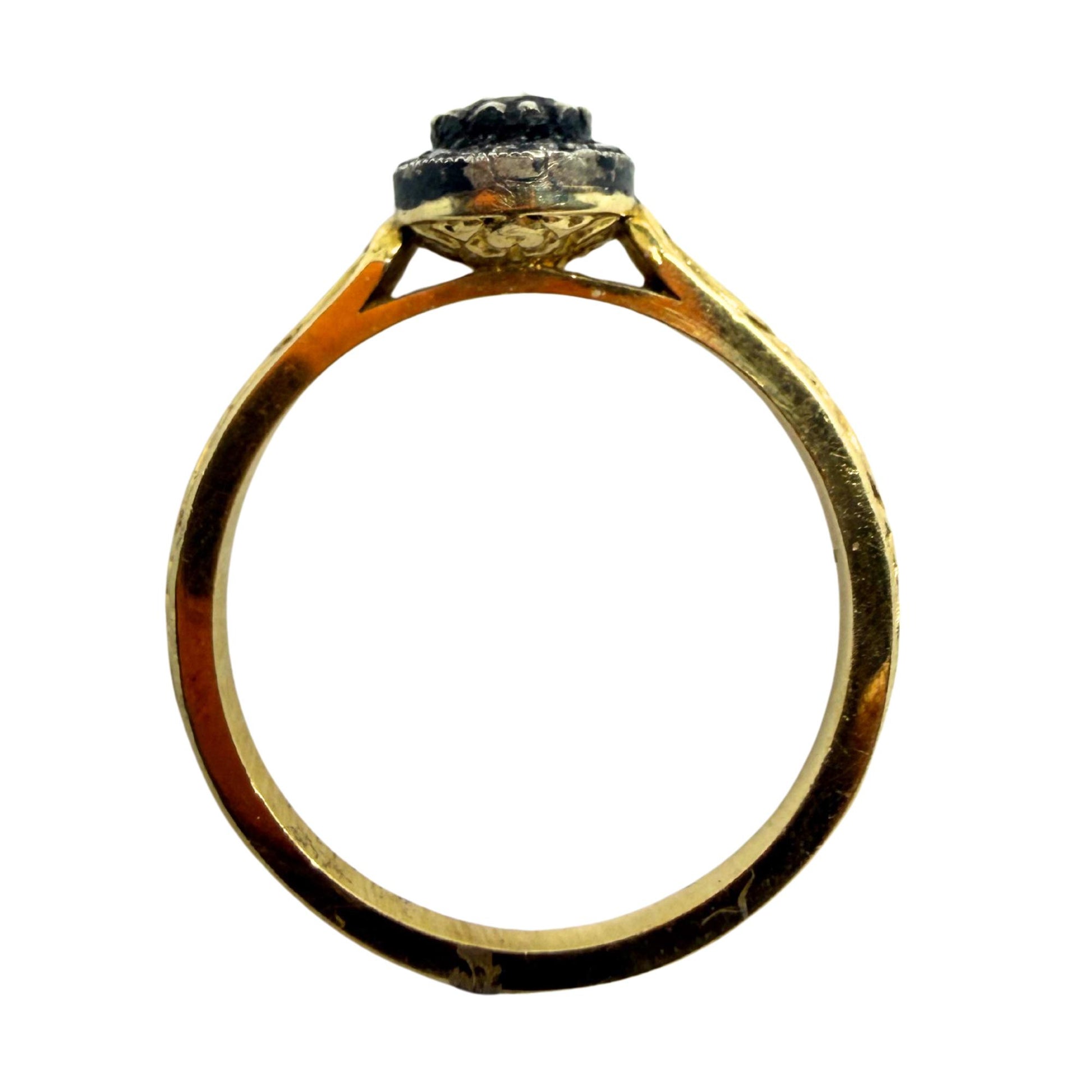 18K Yellow Gold With Silver Top .14 Carat Rose Cut Diamond Ring - Size 7