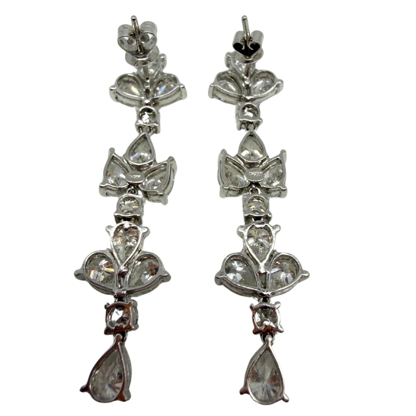 Platinum 11.86 Carat Pear Cut Diamond Drop Earrings