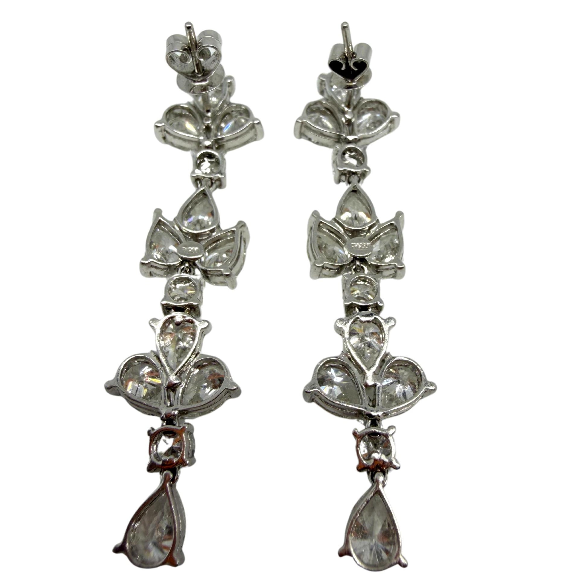 Platinum 11.86 Carat Pear Cut Diamond Drop Earrings
