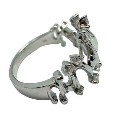 18K White Gold Diamond Abstract Wavy Band, Contemporary Statement Ring