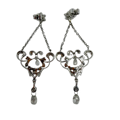 18K White Gold Briolette Diamond Chandelier Drop Earrings