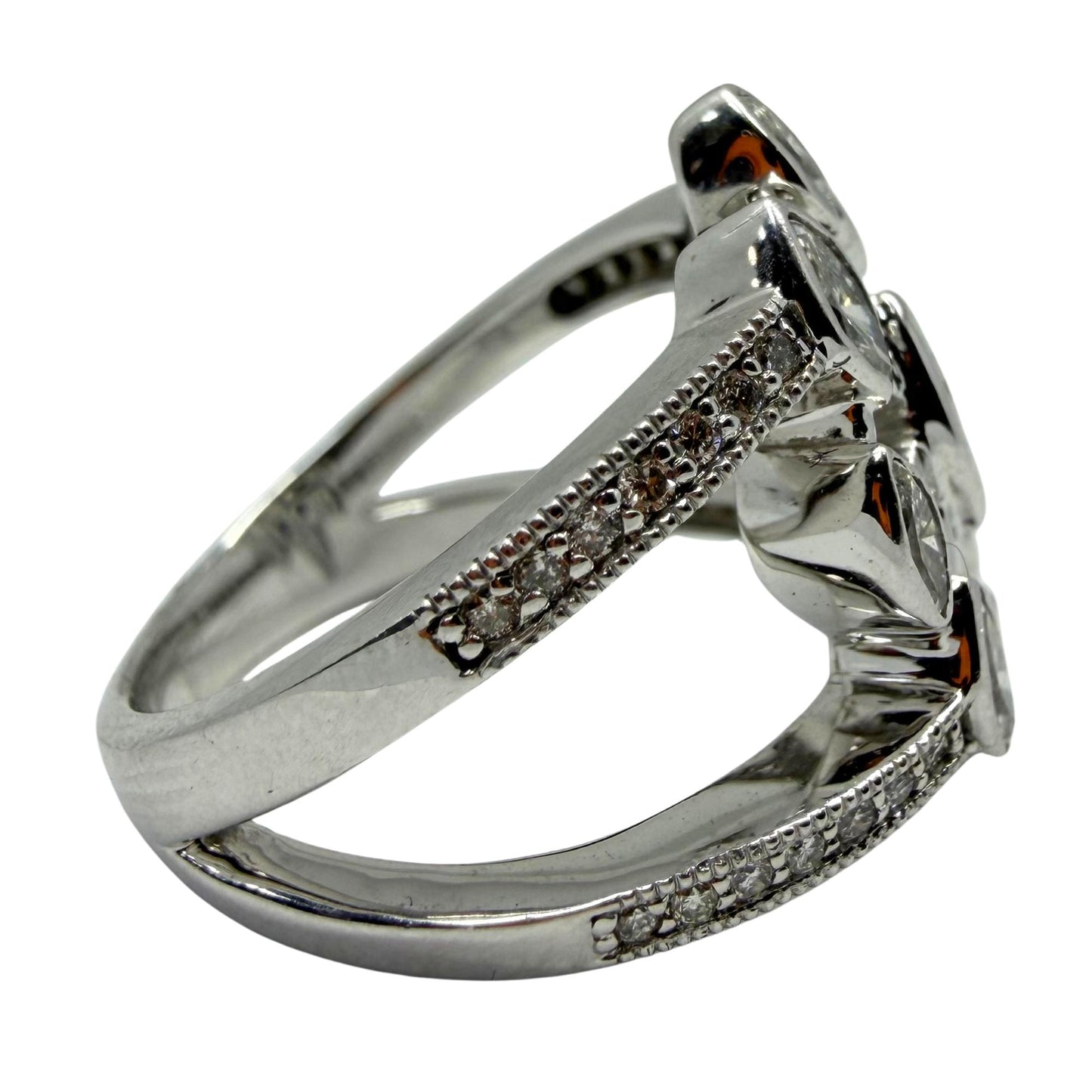 14K White Gold .93 Carat Marquise Cut Diamond Band Ring