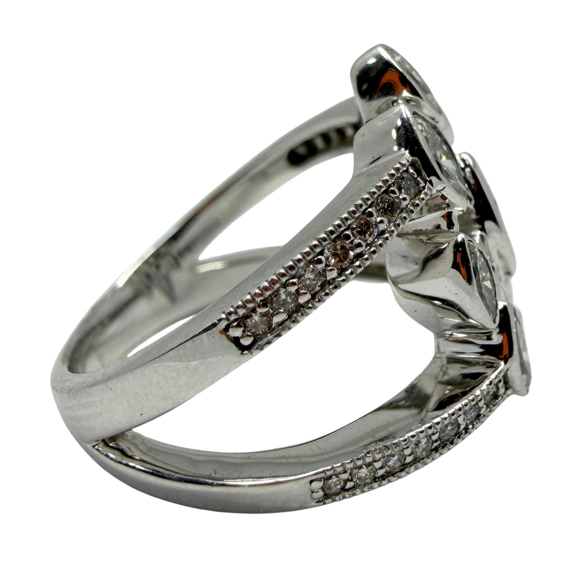 14K White Gold .93 Carat Marquise Cut Diamond Band Ring