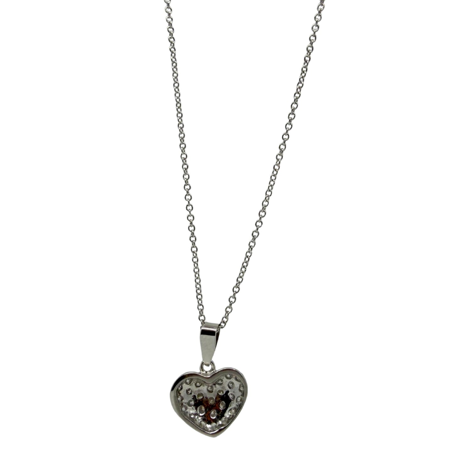 18K White Gold .58 Carat Diamond Heart Pendant Necklace