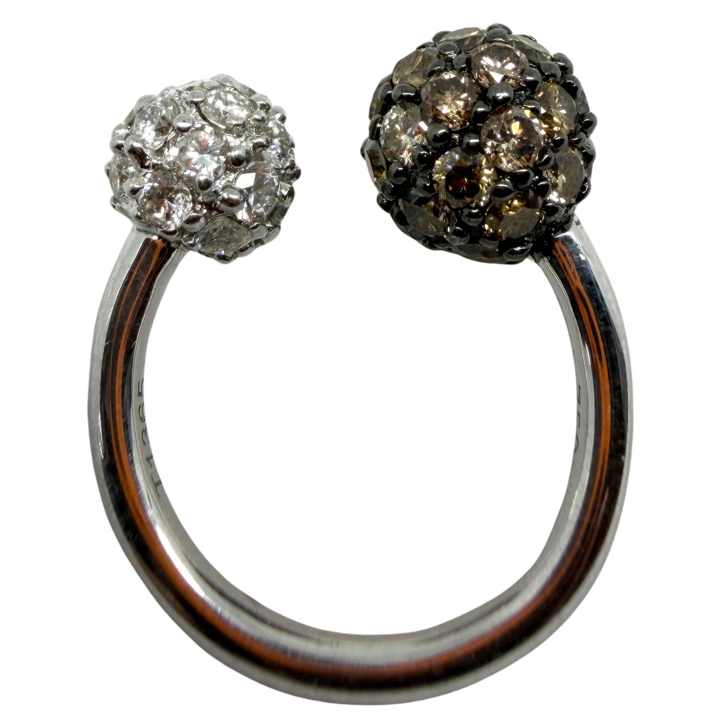 18K White Gold White and Brown Diamond Twin Ring