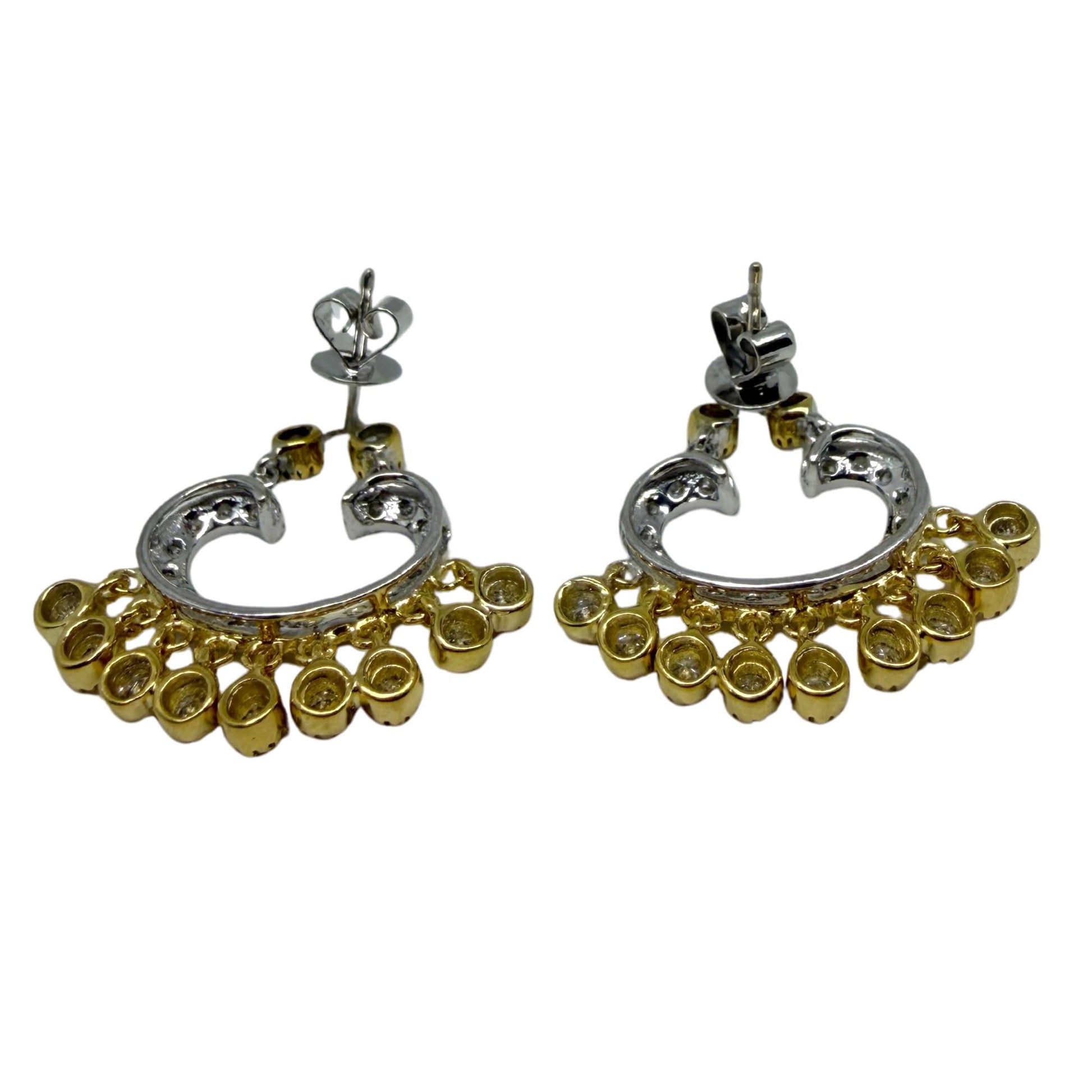 18K Two Tone 1.02 Carat Diamond Chandelier Drop Earrings