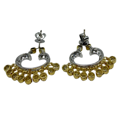 18K Two Tone 1.02 Carat Diamond Chandelier Drop Earrings