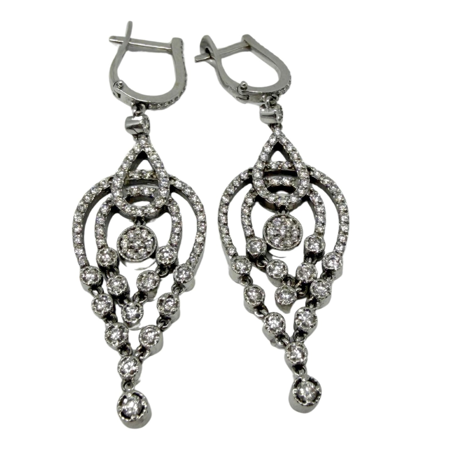 18K White Gold 1.40 Carat Diamond Chandelier Drop Earrings