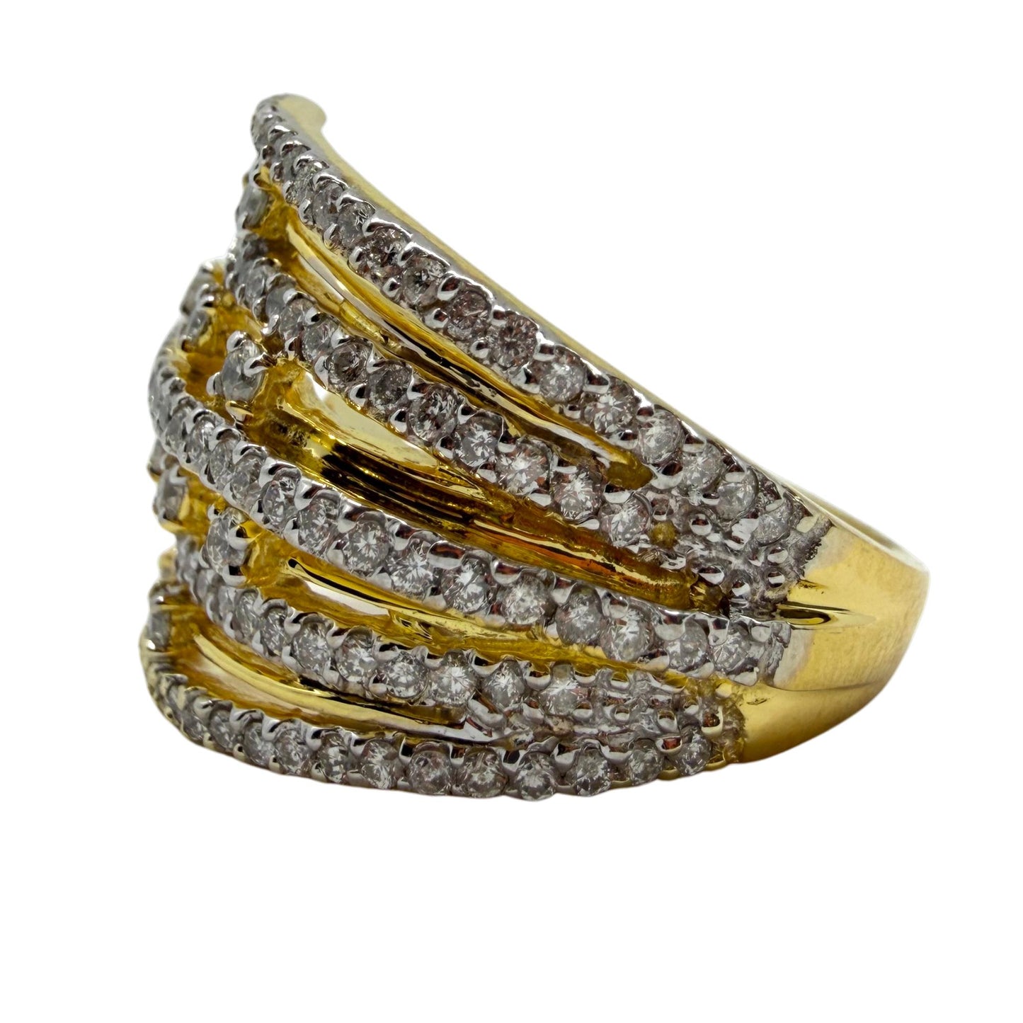 18K Yellow Gold 1.10 Carat Diamond Cocktail Ring - Size 6.50