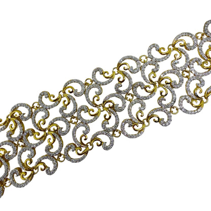 18K Yellow Gold 8.95 Carat Diamond Scroll Link Bracelet - 7 inches