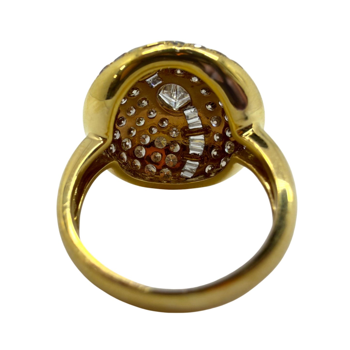 18k Yellow Gold White and Brown Diamond Ring - Size 6.75