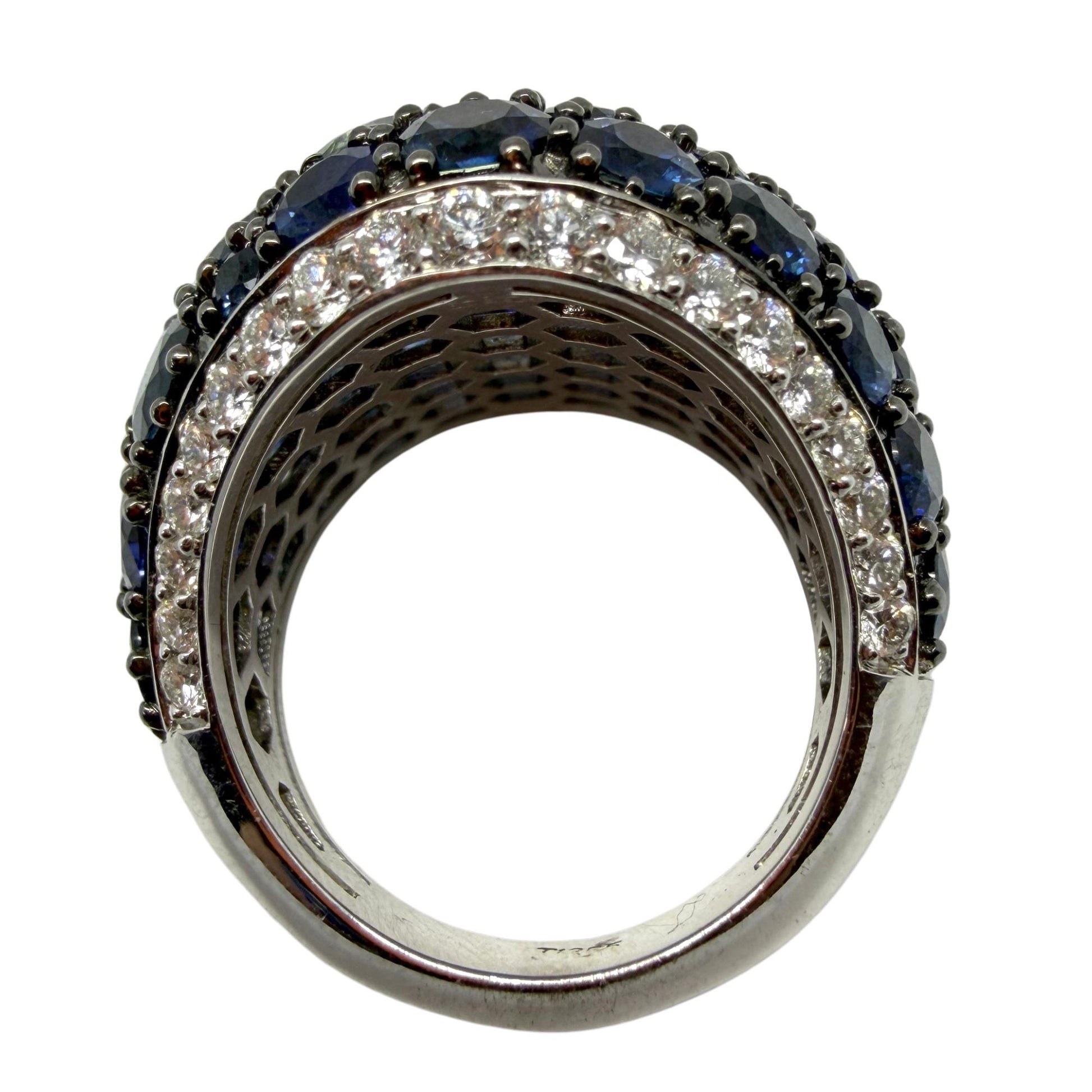 18K White Gold Diamond and 9.91 Carat Sapphire Dome Ring