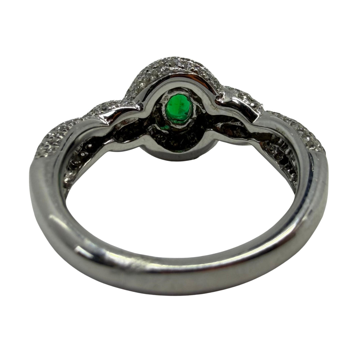 18K White Gold Diamond and Emerald Ring