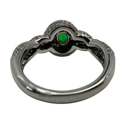 18K White Gold Diamond and Emerald Ring