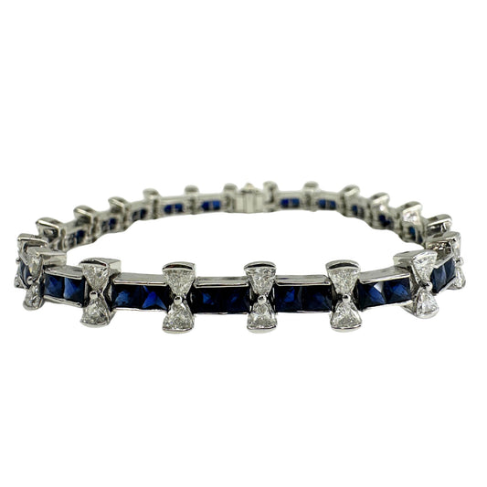 18K White Gold Diamond and Sapphire Bracelet