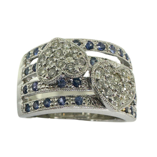 18k Diamond Heart and Sapphire Ring