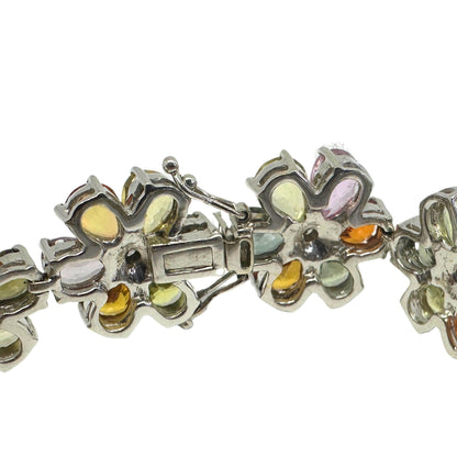 18k Modern Pear Cut Multicolor Sapphire and Diamond Flower Bracelet