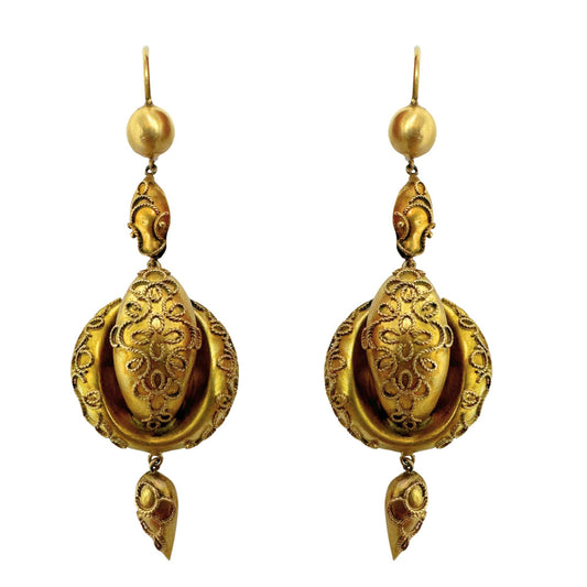 14k Victorian Drop Earrings