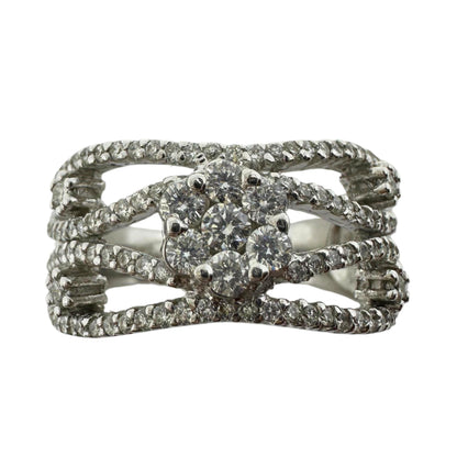 18K White Gold Diamond Wide Band Ring