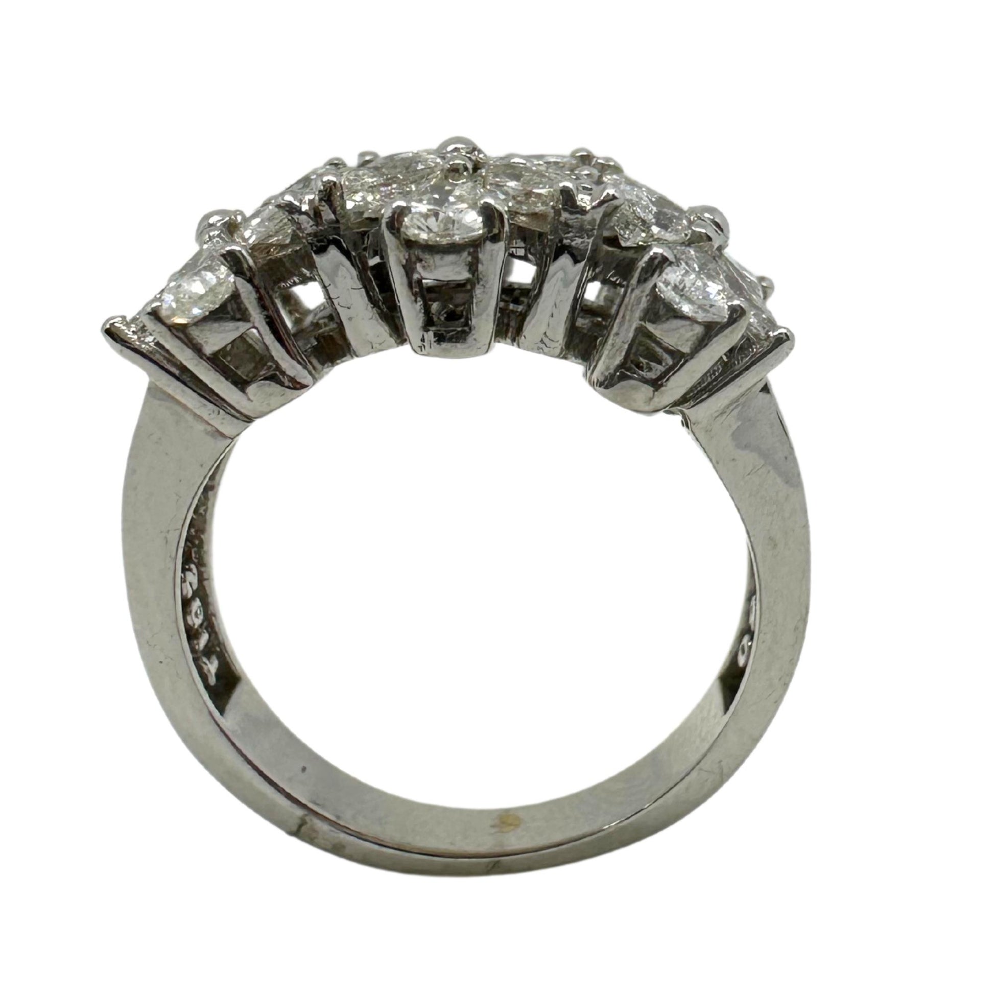 18K White Gold Marquise and Pear Cut Diamond Band Ring