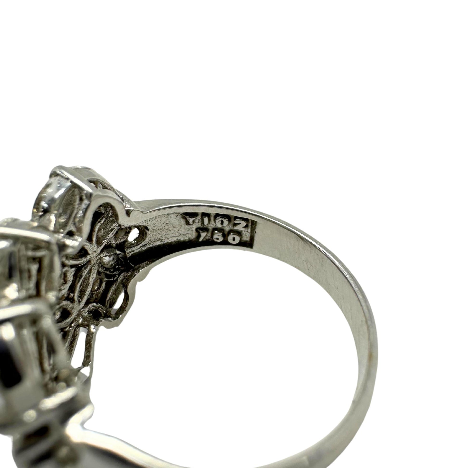 18K White Gold Marquise Cut Diamond Wide Band Ring