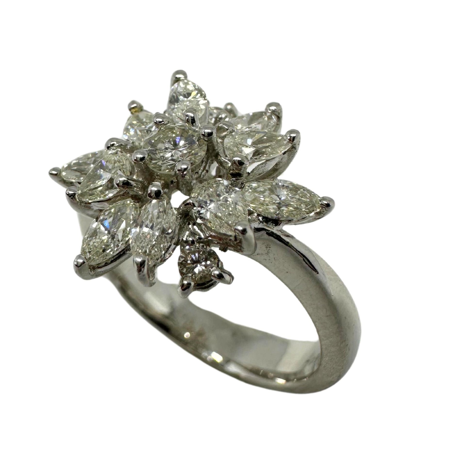 18K White Gold Marquise and Pear Cut Diamond Ring
