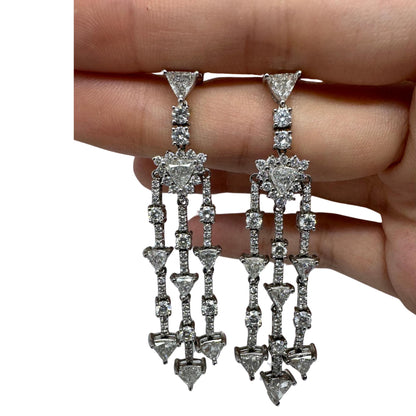 Platinum Trillion Cut Diamond Drop Earrings