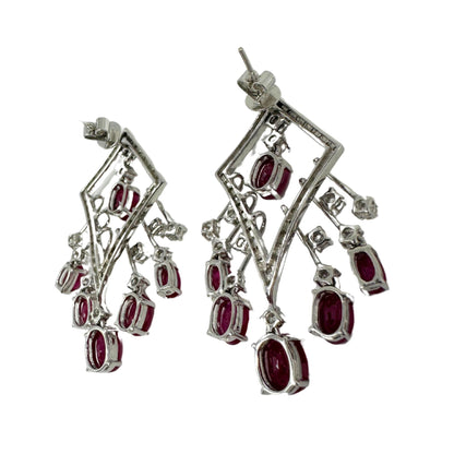 18K White Gold Diamond and Ruby Earrings